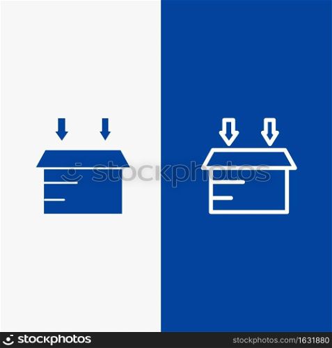 Box, Logistic, Open Line and Glyph Solid icon Blue banner Line and Glyph Solid icon Blue banner