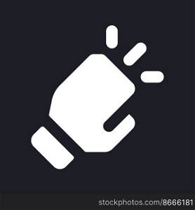 Box match dark mode glyph ui icon. Glove for professional fighter. User interface design. White silhouette symbol on black space. Solid pictogram for web, mobile. Vector isolated illustration. Box match dark mode glyph ui icon