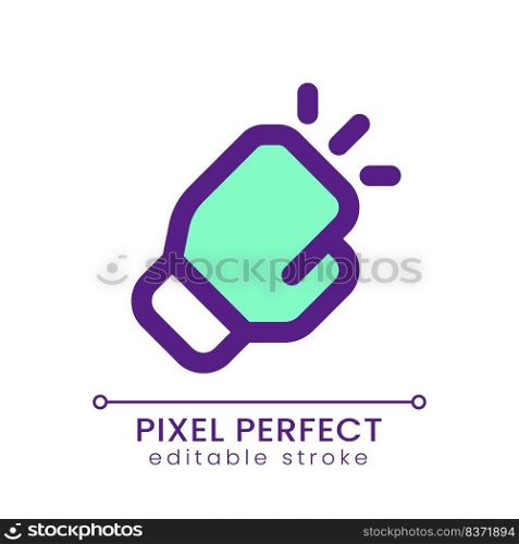 Box match pixel perfect RGB color ui icon. Glove for professional fighter. Simple filled line element. GUI, UX design for mobile app. Vector isolated pictogram. Editable stroke. Poppins font used. Box match pixel perfect RGB color ui icon