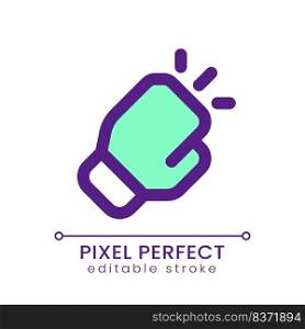 Box match pixel perfect RGB color ui icon. Glove for professional fighter. Simple filled line element. GUI, UX design for mobile app. Vector isolated pictogram. Editable stroke. Poppins font used. Box match pixel perfect RGB color ui icon