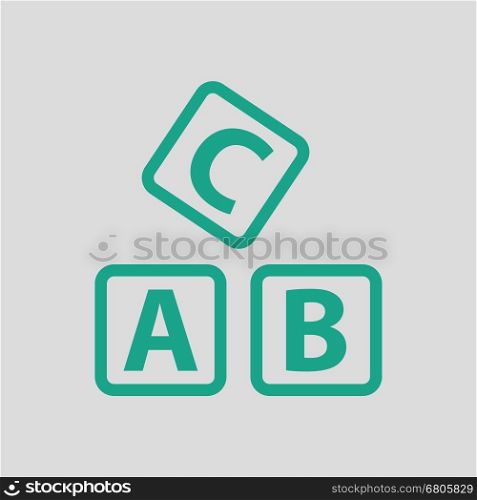 Box of bricks ico. Gray background with green. Vector illustration.