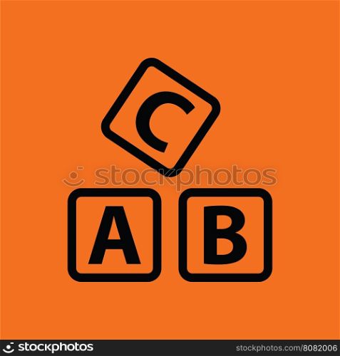 Box of bricks ico. Orange background with black. Vector illustration.