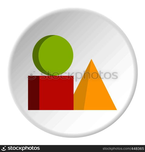 Box of bricks icon in flat circle isolated vector illustration for web. Box of bricks icon circle