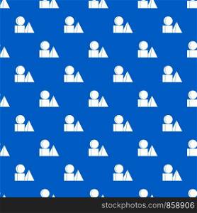 Box of bricks pattern repeat seamless in blue color for any design. Vector geometric illustration. Box of bricks pattern seamless blue