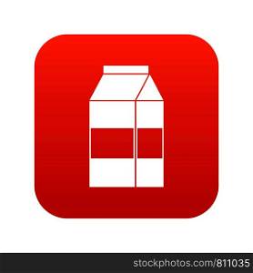 Box of milk icon digital red for any design isolated on white vector illustration. Box of milk icon digital red