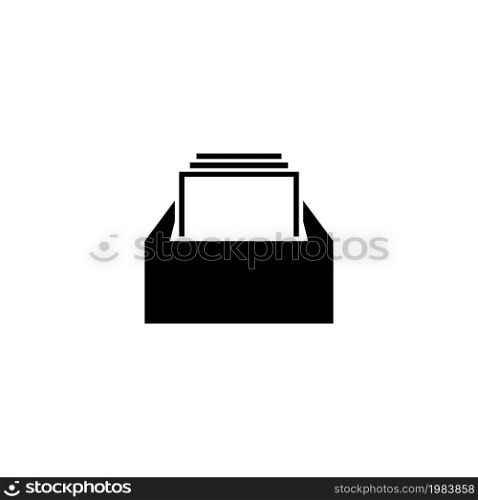 Box of Paper Office Document, Archive. Flat Vector Icon illustration. Simple black symbol on white background. Box of Paper Office Document, Archive sign design template for web and mobile UI element. Box of Office Document, Archive Flat Vector Icon