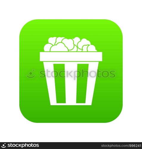 Box of popcorn icon digital green for any design isolated on white vector illustration. Box of popcorn icon digital green