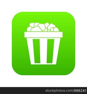 Box of popcorn icon digital green for any design isolated on white vector illustration. Box of popcorn icon digital green