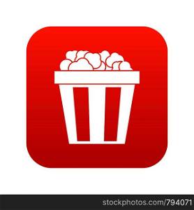 Box of popcorn icon digital red for any design isolated on white vector illustration. Box of popcorn icon digital red