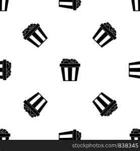 Box of popcorn pattern repeat seamless in black color for any design. Vector geometric illustration. Box of popcorn pattern seamless black