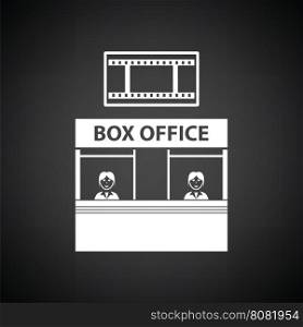 Box office icon. Black background with white. Vector illustration.
