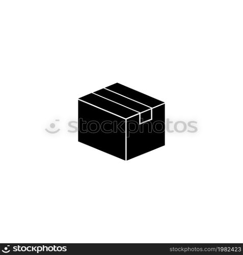 Box, Package, Parcel. Flat Vector Icon illustration. Simple black symbol on white background. Box Package Parcel sign design template for web and mobile UI element. Box, Package, Parcel Flat Vector Icon