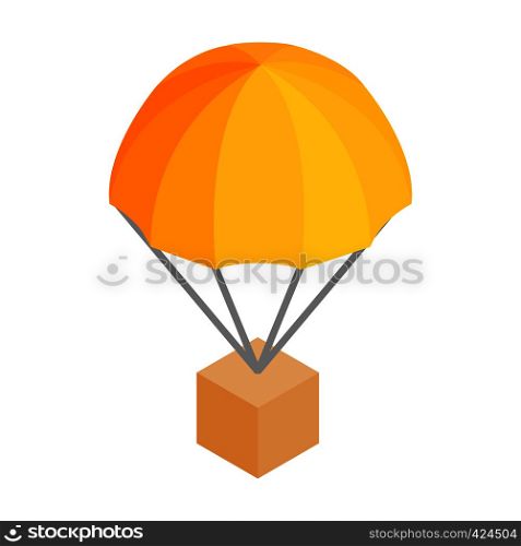 Box parachute 3d isometric icon isolated on a white background. Box parachute 3d isometric icon