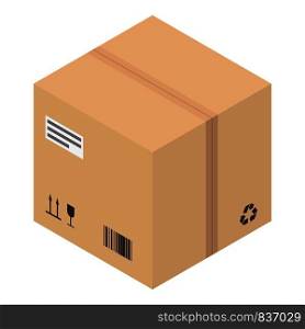 Box parcel icon. Isometric of box parcel vector icon for web design isolated on white background. Box parcel icon, isometric style
