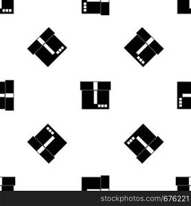 Box pattern repeat seamless in black color for any design. Vector geometric illustration. Box pattern seamless black