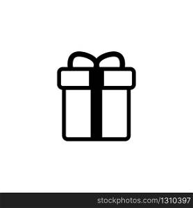 Box present gift wrapped in ribbon vector isolated icon. Symbol of greeting package surprise illustration.