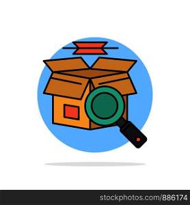 Box, Search, Online Search, E Shopping Abstract Circle Background Flat color Icon
