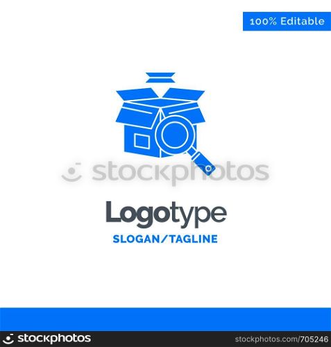 Box, Search, Online Search, E Shopping Blue Solid Logo Template. Place for Tagline