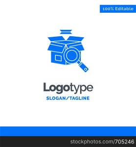 Box, Search, Online Search, E Shopping Blue Solid Logo Template. Place for Tagline