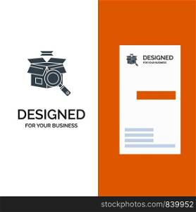 Box, Search, Online Search, E Shopping Grey Logo Design and Business Card Template