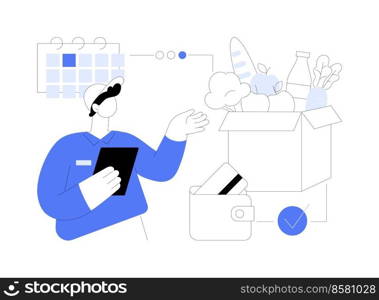 Box subscription service abstract concept vector illustration. Subscription plan, ecommerce business, shopping service, box delivery startup, internet marketing, marketplace abstract metaphor.. Box subscription service abstract concept vector illustration.