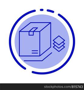 Box, Surprise, Packing, Bundle Blue Dotted Line Line Icon