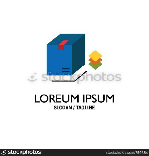 Box, Surprise, Packing, Bundle Business Logo Template. Flat Color