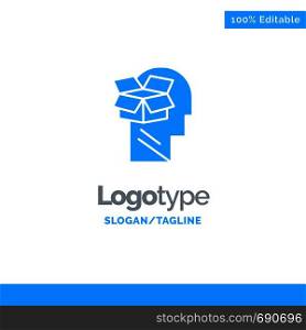 Box, Unbox, Data, User, Male Blue Solid Logo Template. Place for Tagline