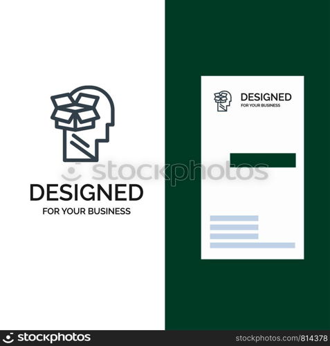 Box, Unbox, Data, User, Male Grey Logo Design and Business Card Template