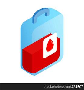 Box with blood 3d isometric icon isolated on a white background. Box with blood 3d isometric icon
