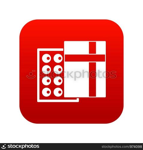 Box with chocolates icon digital red for any design isolated on white vector illustration. Box with chocolates icon digital red