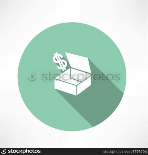 box with dollars Flat modern style vector illustration
