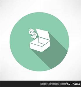 box with dollars Flat modern style vector illustration