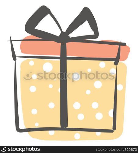 Box wrapped in yellow polka dot vector or color illustration