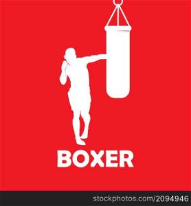boxer and punching bag icon vector illustration logo design