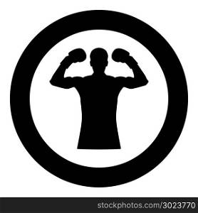 Boxer icon black color in circle or round vector illustration