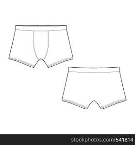 Boxer shorts isolated technical sketch. Vector illustration of men underpants. Man underwear.. Boxer shorts isolated. Vector illustration of men s underpants.