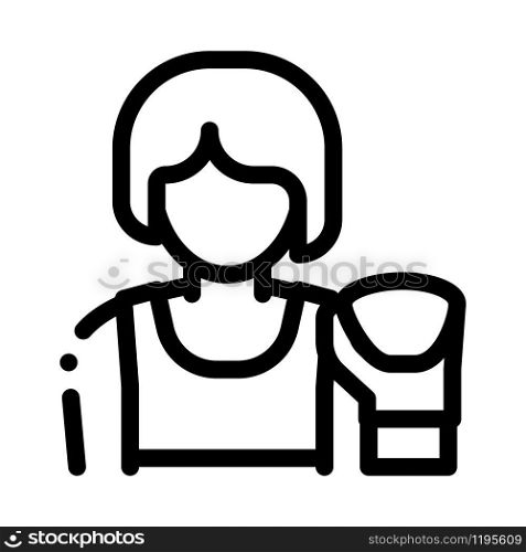 Boxer Woman Icon Vector. Outline Boxer Woman Sign. Isolated Contour Symbol Illustration. Boxer Woman Icon Vector Outline Illustration