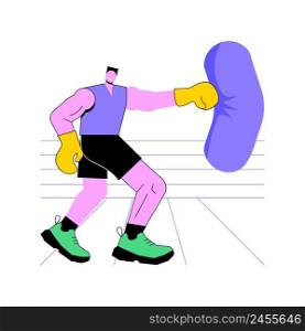 Boxing abstract concept vector illustration. Martial arts, combat sport, sportswear and protection, boxer glove, boxing ring, championship, professional fight club, punching bag abstract metaphor.. Boxing abstract concept vector illustration.
