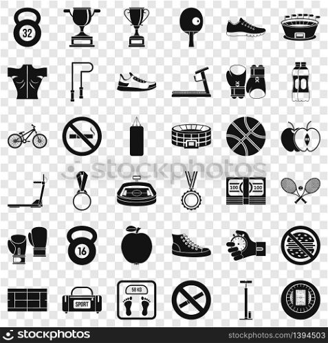 Boxing bag icons set. Simple style of 36 boxing bag vector icons for web for any design. Boxing bag icons set, simple style