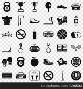 Boxing bag icons set. Simple style of 36 boxing bag vector icons for web for any design. Boxing bag icons set, simple style
