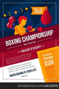Boxing Championship Poster. Sports poster to announce a boxing championship colorful vector illustration