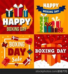 Boxing day banner set. Flat illustration of boxing day vector banner set for web design. Boxing day banner set, flat style