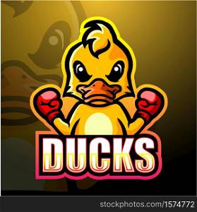 Boxing duck mascot esport logo design