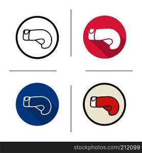 Boxing glove icon. Flat design, linear and color styles. Isolated vector illustrations. Boxing glove icon