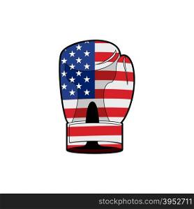 Boxing Glove with flag of USA. Sports accessory textured American flag for Patriots. Vector patriotic illustration