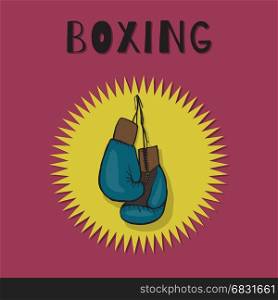Boxing gloves. Boxing gloves blue color. Boxing vector emblem.