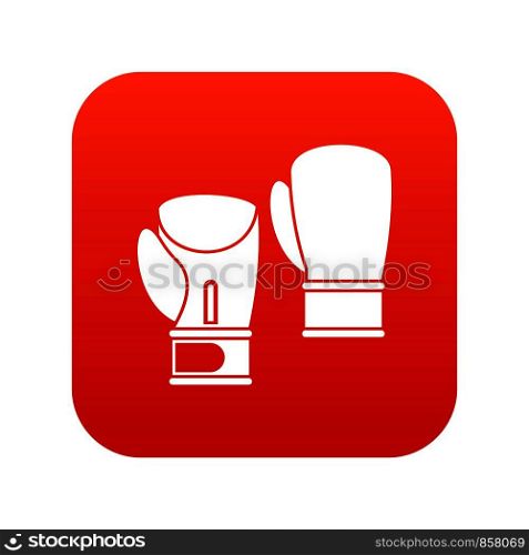 Boxing gloves icon digital red for any design isolated on white vector illustration. Boxing gloves icon digital red