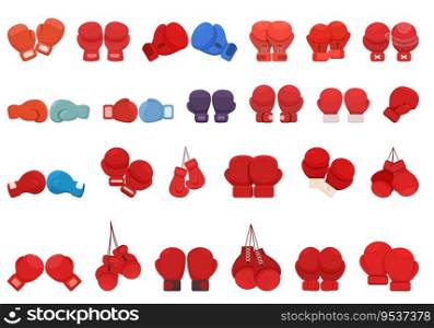 Boxing Gloves icons set cartoon vector. Battle match. Sport glove. Boxing Gloves icons set cartoon vector. Battle match