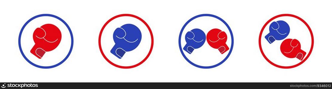 Boxing gloves icons set. Color vector illustration.